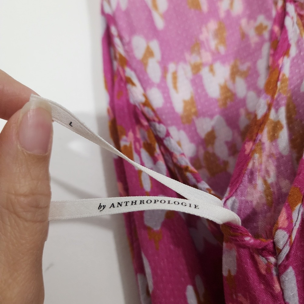 Anthropologie Pink Floral Mini Dress with Crisscross Straps - Picture 10 of 13